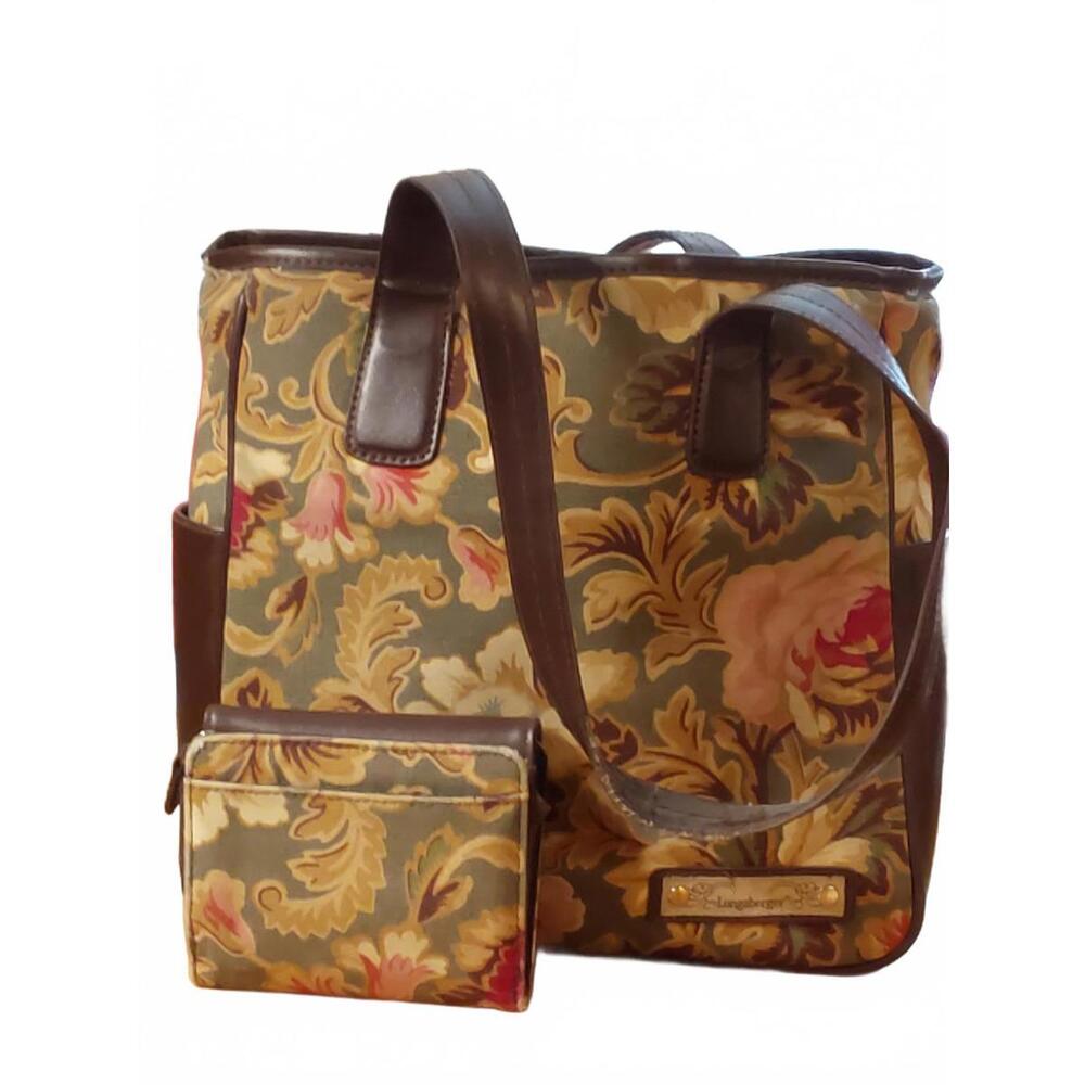 Longaberger Homestead Collection Fabric Shoulder Purse With Matching Wallet.
